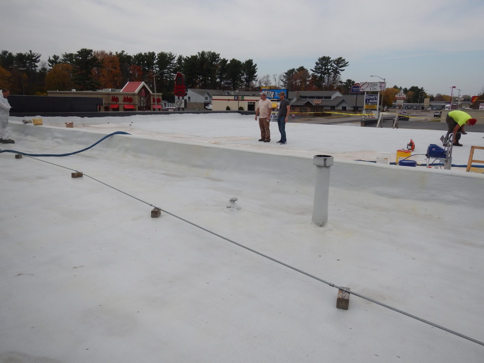 Standing seam roof after coating